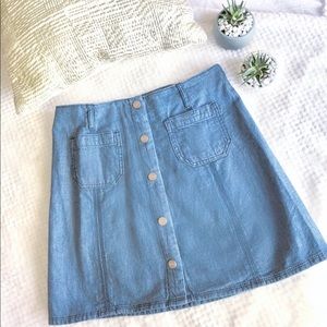Sanctuary || Button-up High-waisted Jean Skirt
